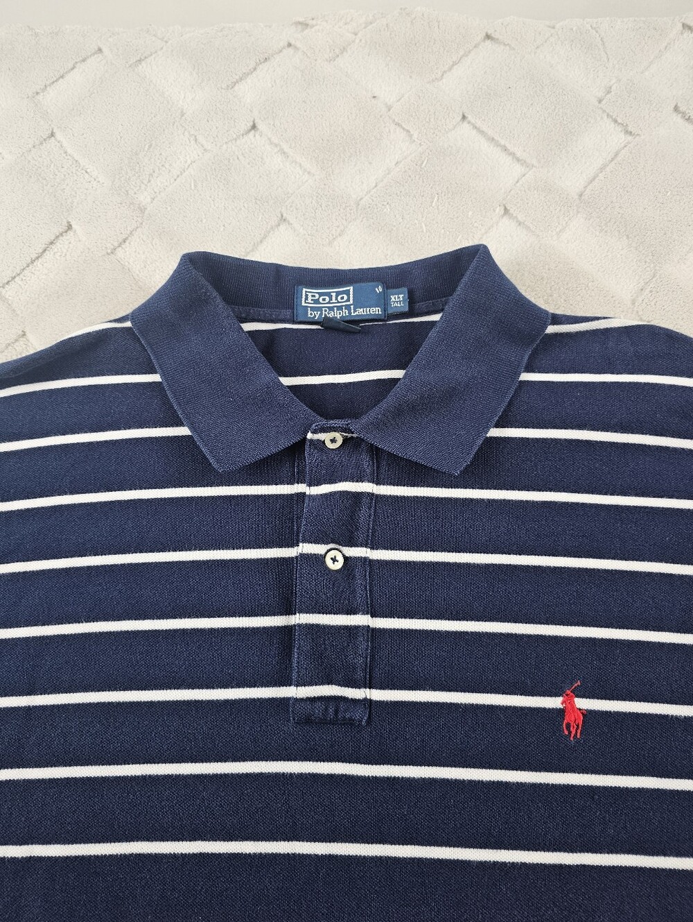 Polo Ralph Lauren Polo Shirt Mens Extra Large Tall Navy Blue White Striped